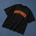 INSPIRED Orange Graphic Oversized Black T-Shirt | ZAQ URBAN